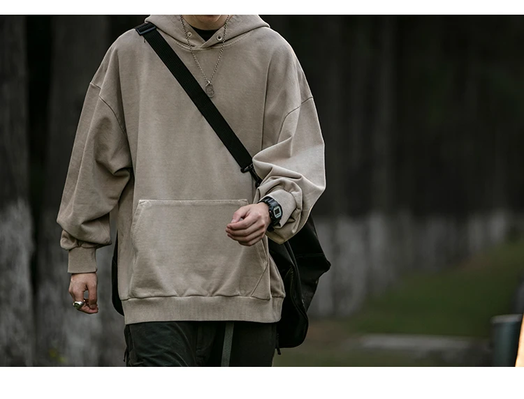 High Quality Vintage Distress Hoodies For Men Siro Spins Double Yarn Couple Sweatshirt Korean Streetwear Hip Hop Pullover Male