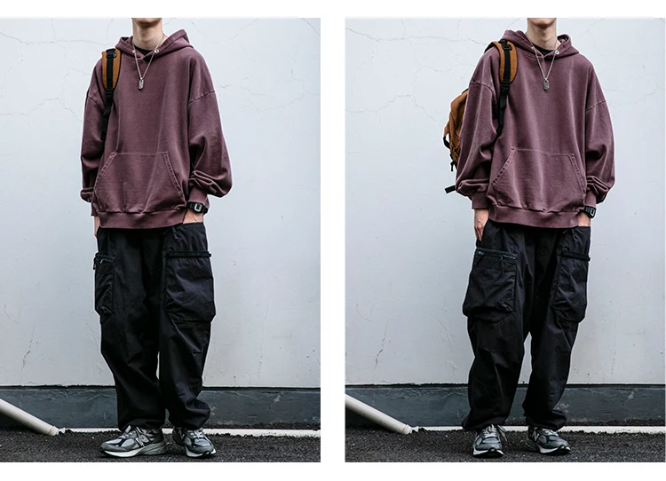 High Quality Vintage Distress Hoodies For Men Siro Spins Double Yarn Couple Sweatshirt Korean Streetwear Hip Hop Pullover Male