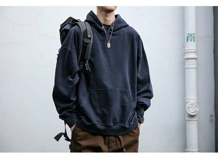 High Quality Vintage Distress Hoodies For Men Siro Spins Double Yarn Couple Sweatshirt Korean Streetwear Hip Hop Pullover Male