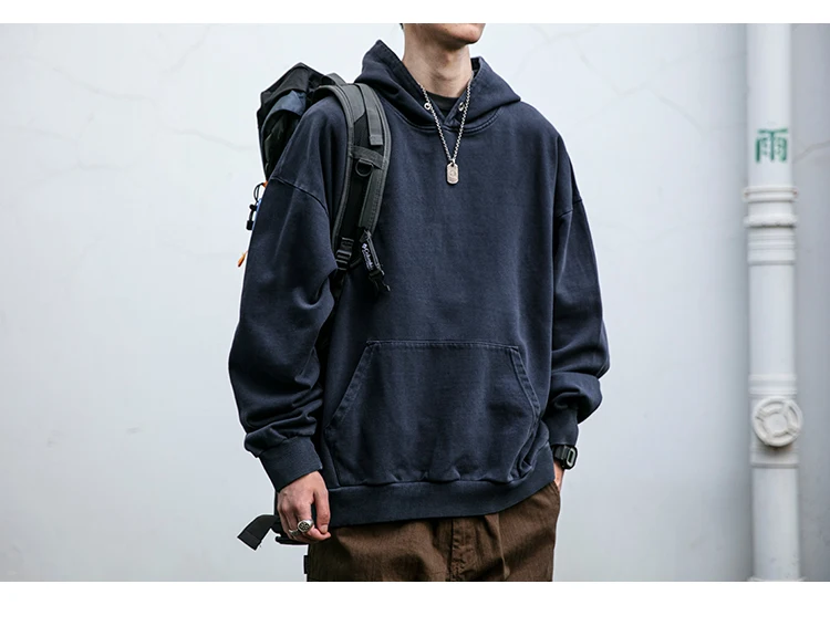 High Quality Vintage Distress Hoodies For Men Siro Spins Double Yarn Couple Sweatshirt Korean Streetwear Hip Hop Pullover Male