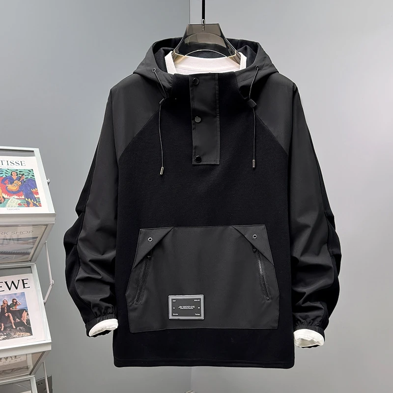 American style multi pocket workwear hooded sweatshirt men autumn casual sports oversized sweatshirt trendy 13xl 190kg 12XL 10XL