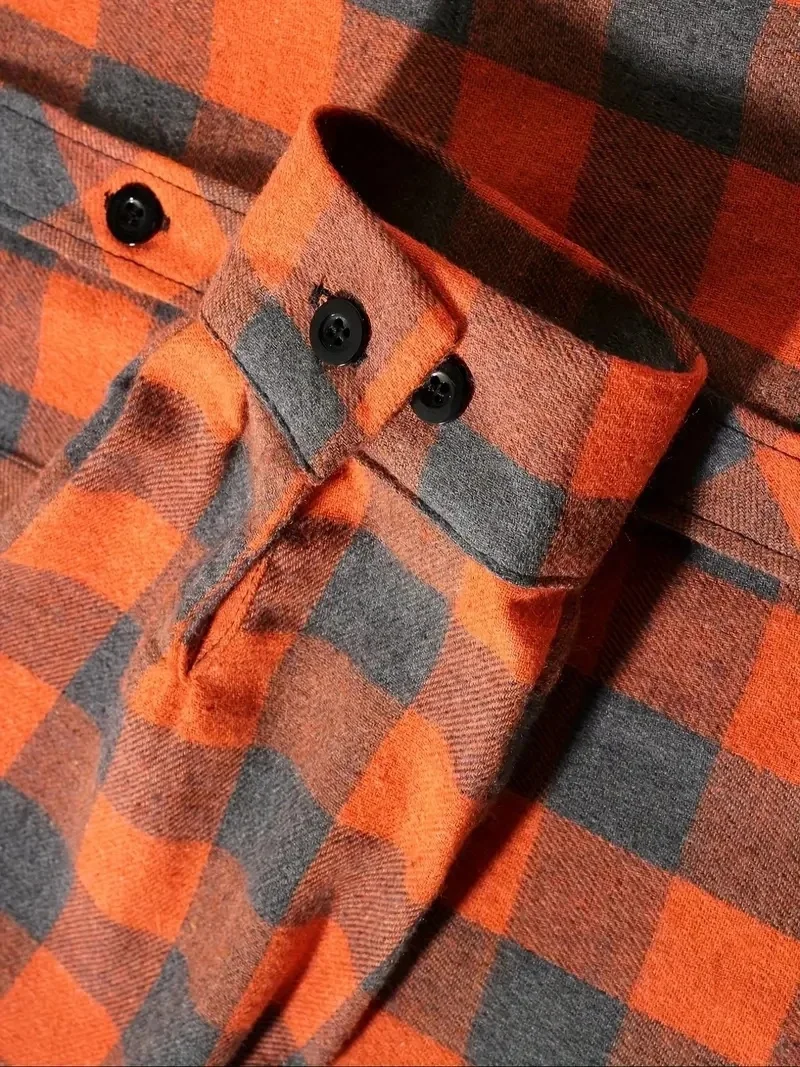 Spring Autumn Men Hoodie Sweatshirt Classic Plaid Casual Button Hooded Long Sleeve Coat Double Pockets Hoodie Men Cardigan Tops