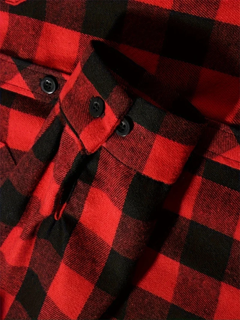 Spring Autumn Men Hoodie Sweatshirt Classic Plaid Casual Button Hooded Long Sleeve Coat Double Pockets Hoodie Men Cardigan Tops