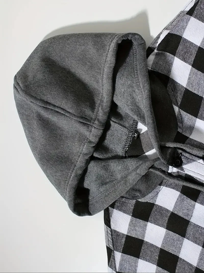 Spring Autumn Men Hoodie Sweatshirt Classic Plaid Casual Button Hooded Long Sleeve Coat Double Pockets Hoodie Men Cardigan Tops