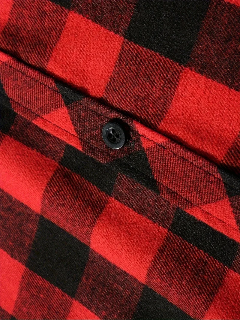 Spring Autumn Men Hoodie Sweatshirt Classic Plaid Casual Button Hooded Long Sleeve Coat Double Pockets Hoodie Men Cardigan Tops