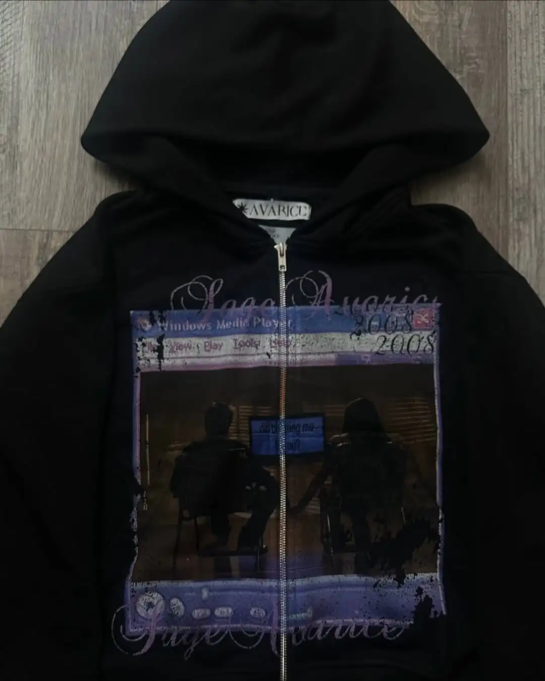 Mens Black Zip Up Hoodie Retro Movie Player Graphic Streetwear Casual Pullover Loose Fit Sweatshirt Mens Fashion Hip Hop Style