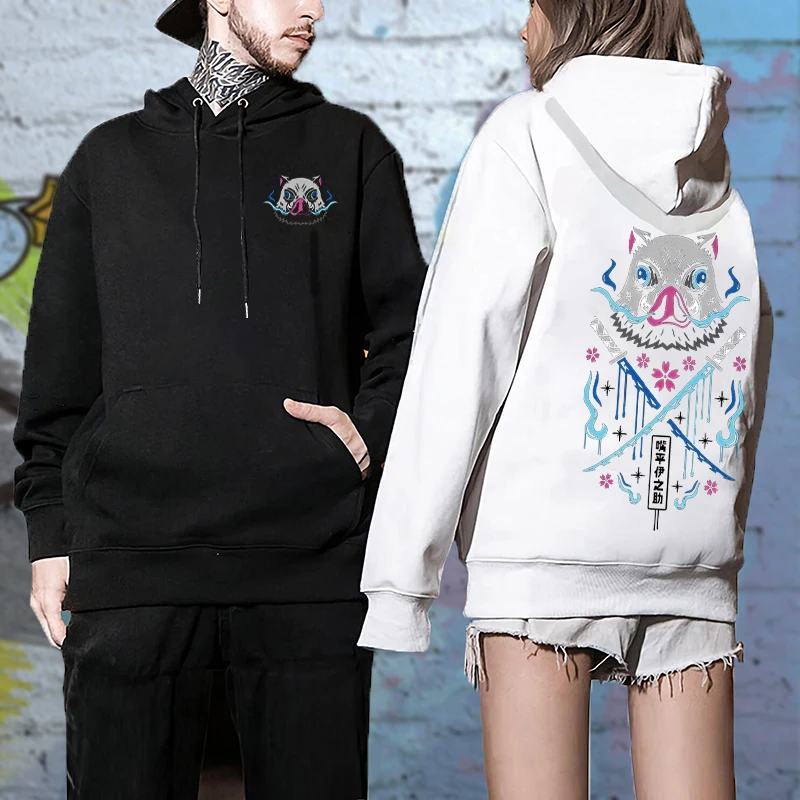 Inosuke Anime Hoodies Men Women Kimetsu no Yaiba Kawaii Manga Sweatshirts Gothic Harajuku Hooded Pullover Casual Streetwear