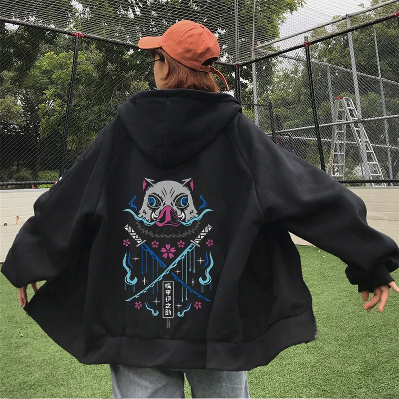 Inosuke Anime Hoodies Men Women Kimetsu no Yaiba Kawaii Manga Sweatshirts Gothic Harajuku Hooded Pullover Casual Streetwear