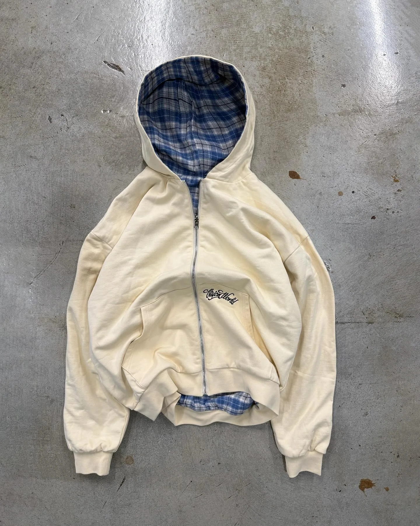 KAMEHARA American Retro Reversible Plaid Zipper Hoodie Sweatshirt Mens Womens Casual Plaid Hoodies Solid Color Lining Y2K 골프웨어