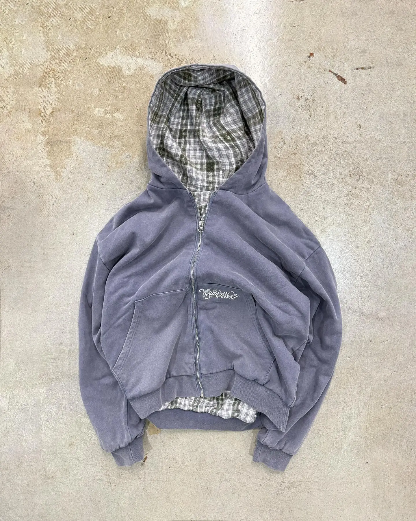 KAMEHARA American Retro Reversible Plaid Zipper Hoodie Sweatshirt Mens Womens Casual Plaid Hoodies Solid Color Lining Y2K 골프웨어