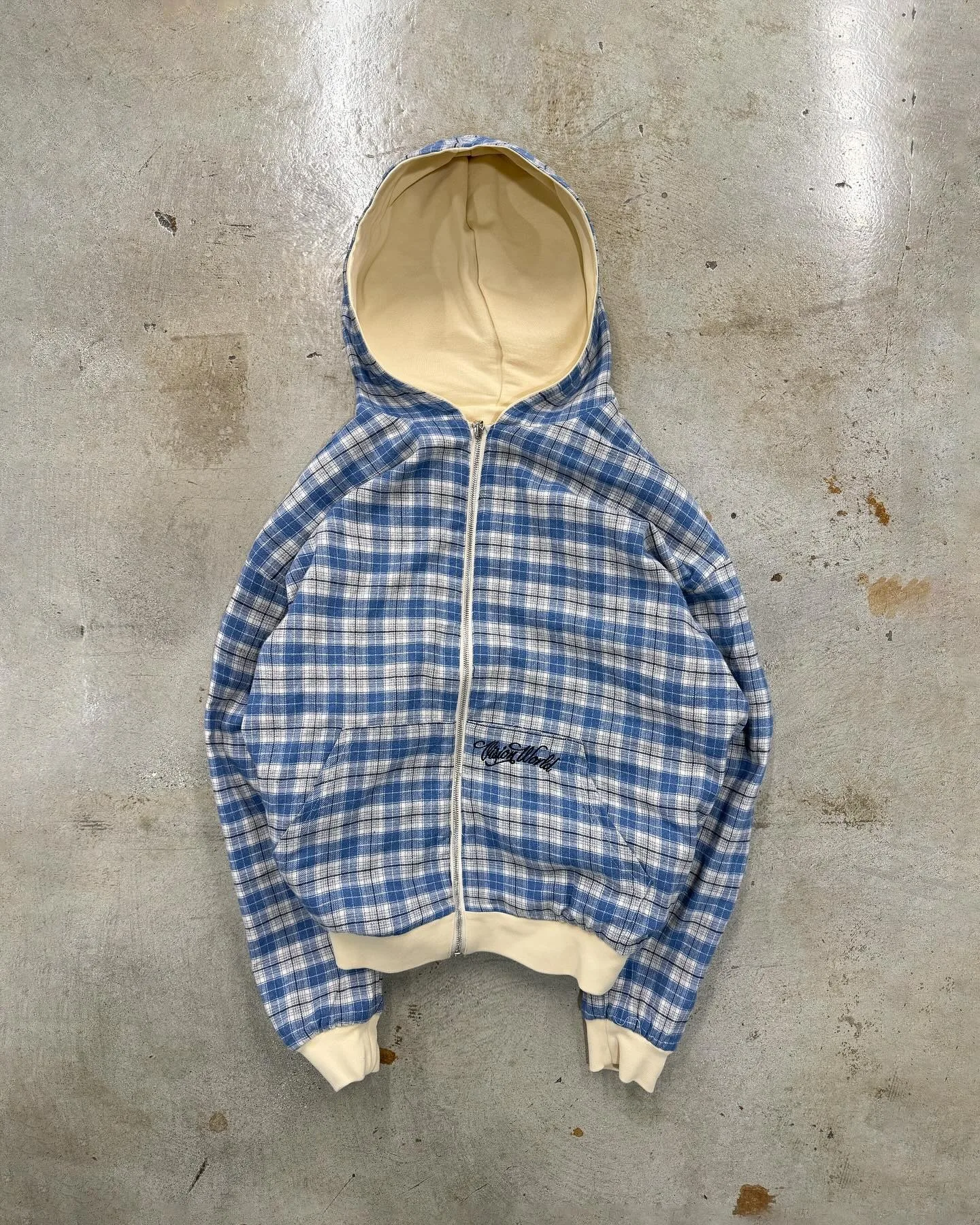 KAMEHARA American Retro Reversible Plaid Zipper Hoodie Sweatshirt Mens Womens Casual Plaid Hoodies Solid Color Lining Y2K 골프웨어