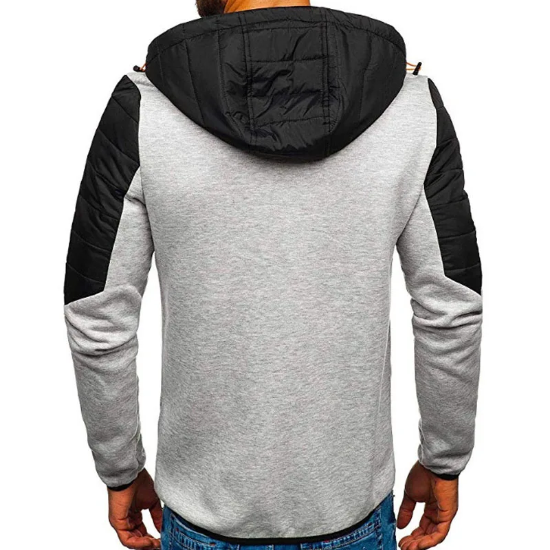 Men's Hoodies SpringAutumn Casual LongSleeve Zip Up Hoodie Men Sweatshirt Patchwork Hooded Sweatshirts Streetwear Hoody Cardigan