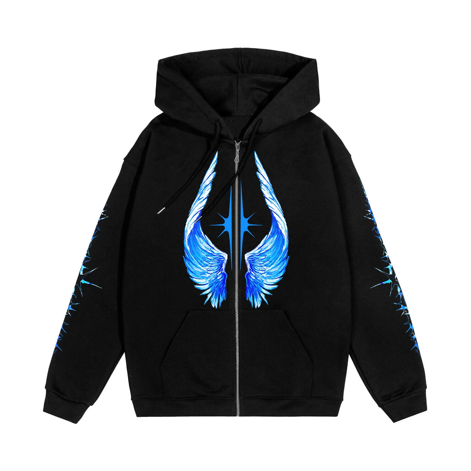 Streetwear Men Zipper Hoodie Bright Side Graphic Print Zip Hooded Pullover Sweatshirt Hip Hop Jacket Y2K Coat Clothing Goth Tops