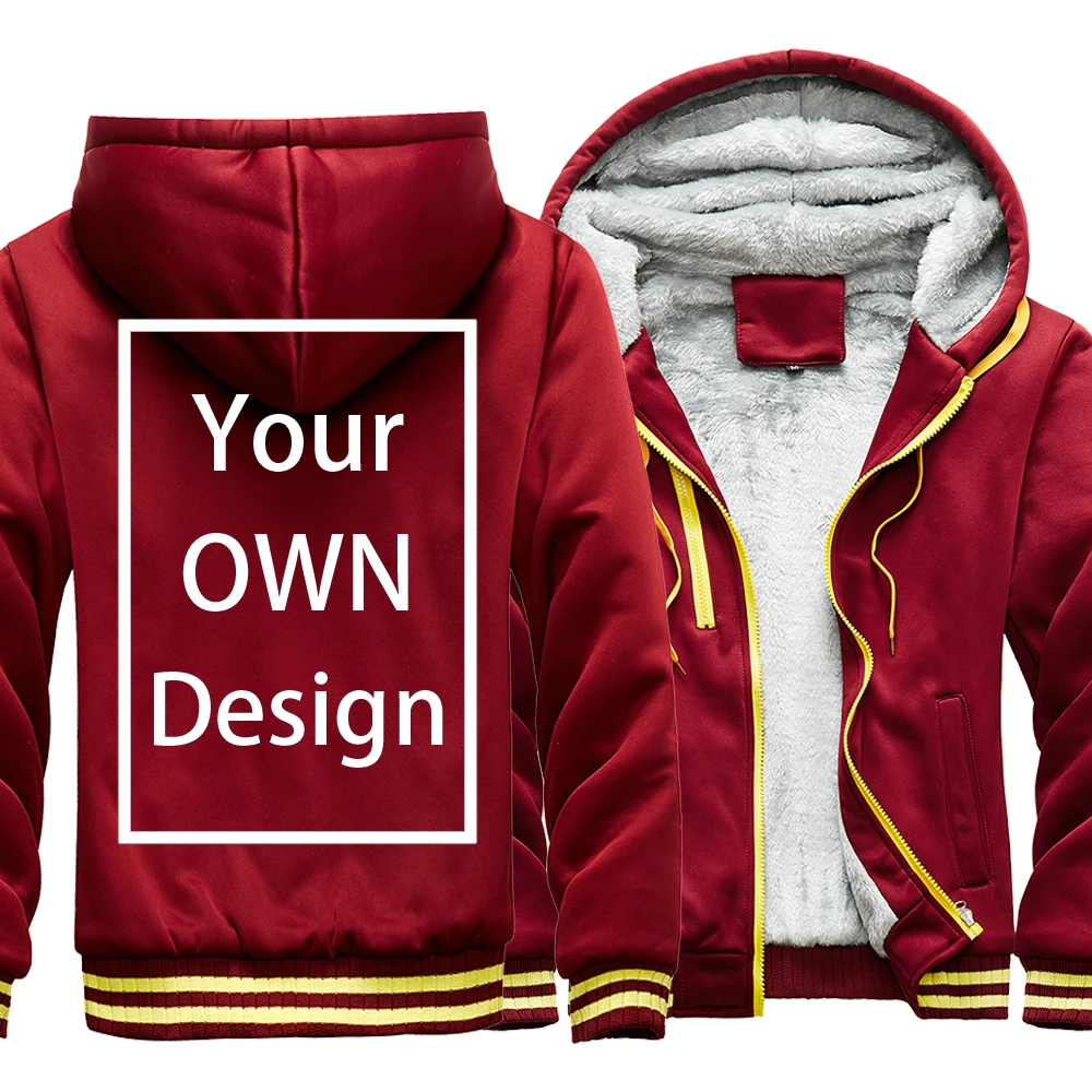 Your OWN Design Brand Logo/Picture Custom Men Women DIY Winter Thick Hoodies Sweatshirt Casual Hoody Clothes 24 Color Loose COAT
