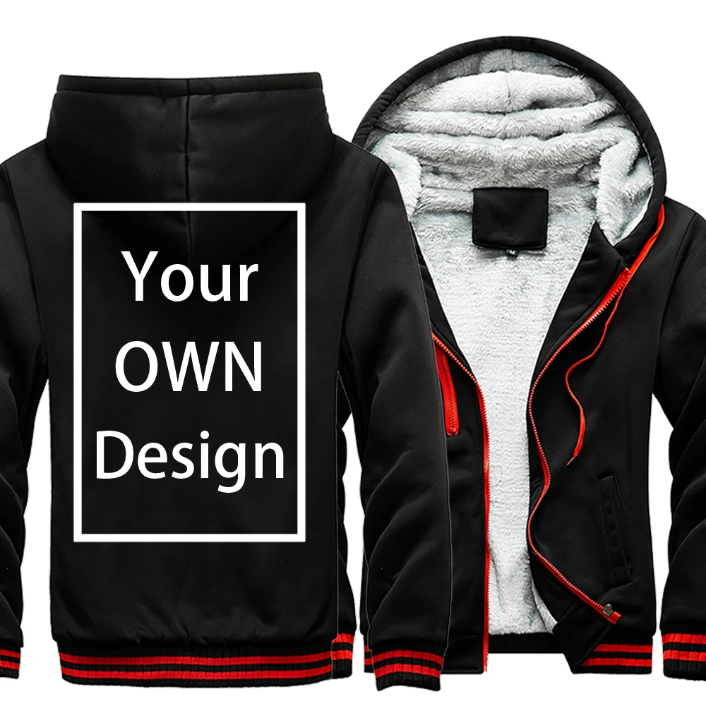 Your OWN Design Brand Logo/Picture Custom Men Women DIY Winter Thick Hoodies Sweatshirt Casual Hoody Clothes 24 Color Loose COAT