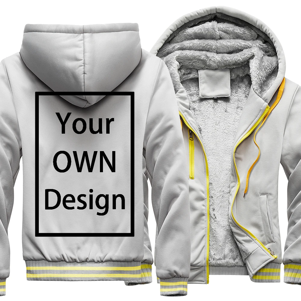 Your OWN Design Brand Logo/Picture Custom Men Women DIY Winter Thick Hoodies Sweatshirt Casual Hoody Clothes 24 Color Loose COAT