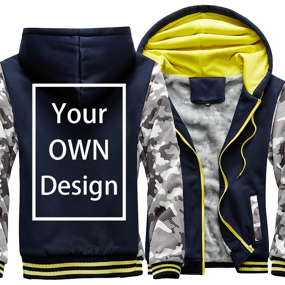 Your OWN Design Brand Logo/Picture Custom Men Women DIY Winter Thick Hoodies Sweatshirt Casual Hoody Clothes 24 Color Loose COAT