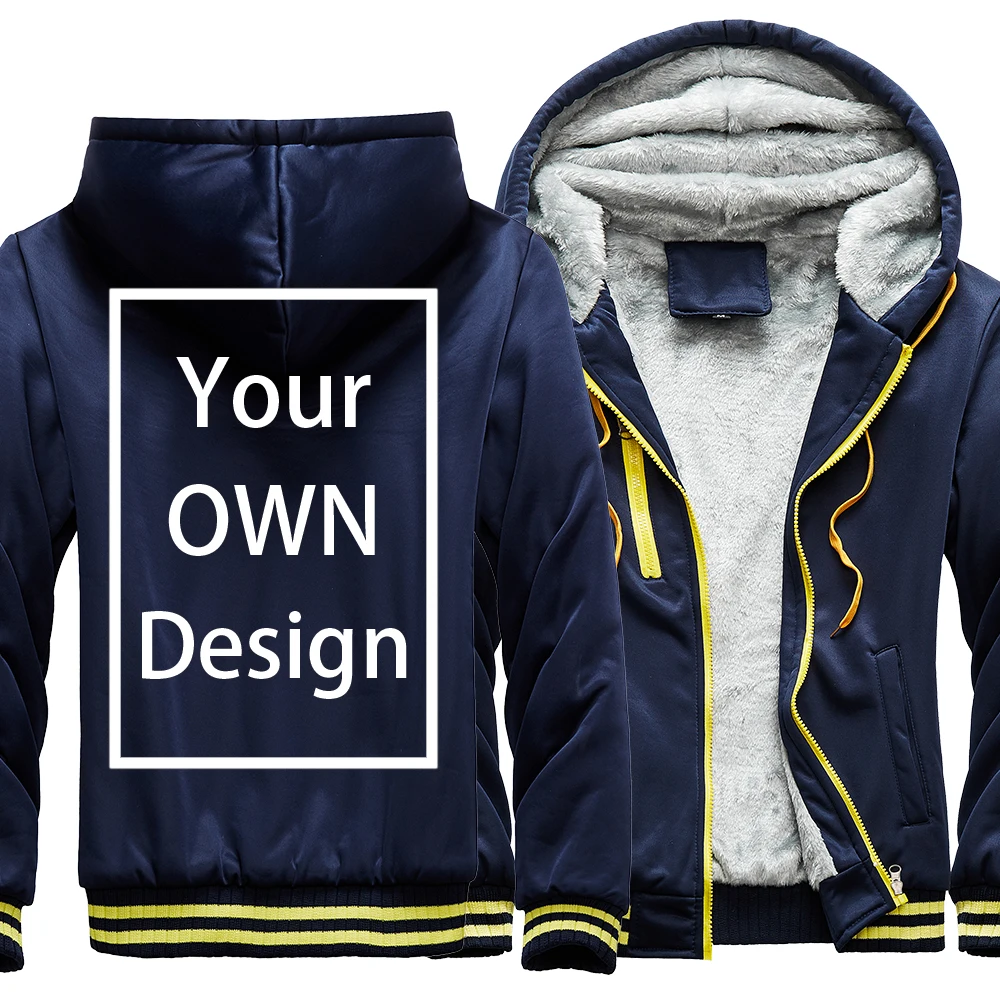 Your OWN Design Brand Logo/Picture Custom Men Women DIY Winter Thick Hoodies Sweatshirt Casual Hoody Clothes 24 Color Loose COAT