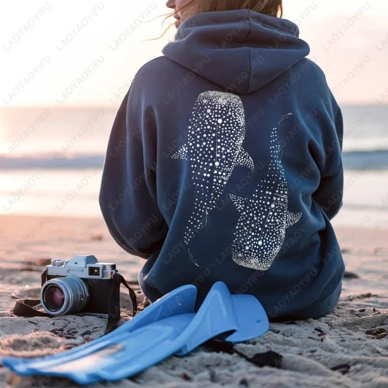 Whale Fish Sea Life Hoodie Pullover for Ocean Lovers Men Women Gift Diving Coconut Beachy Girl Autumn Fashion Sweatshirt Gifts