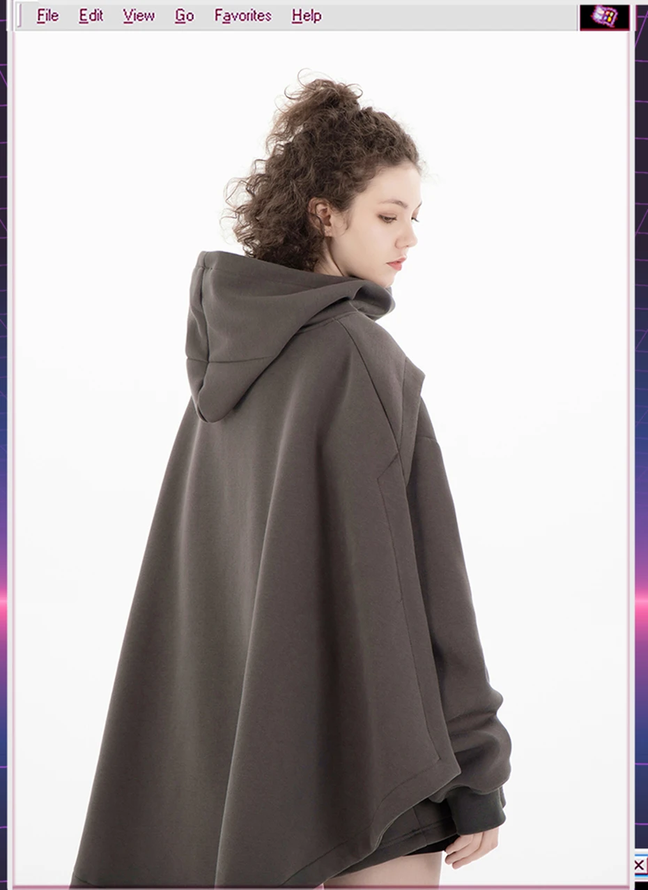 ARENS Fashion Cloak Hoodies Men Techwear Streetwear Hoodie Pullovers Black Gray Darkwear Oversized High Collar Sweatshirt Unisex