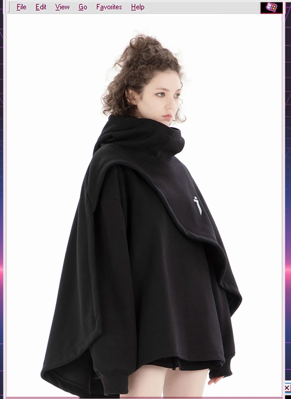 ARENS Fashion Cloak Hoodies Men Techwear Streetwear Hoodie Pullovers Black Gray Darkwear Oversized High Collar Sweatshirt Unisex