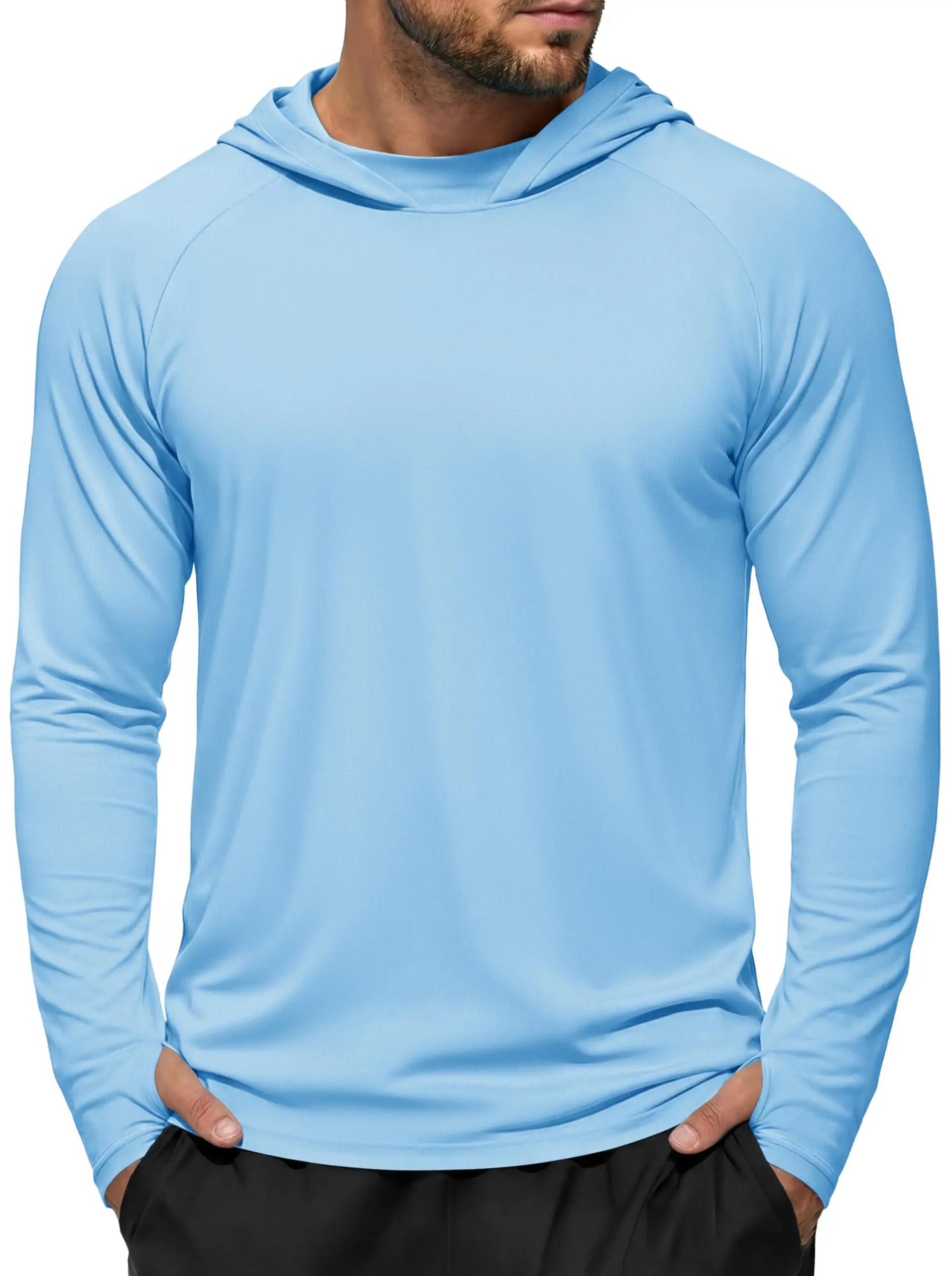 TACVASEN Men's UPF 50+ Hoodie Fishing Shirts Long Sleeve High Collar Mesh UV Sun Protection Rash Guard Swim Beach Running Hiking