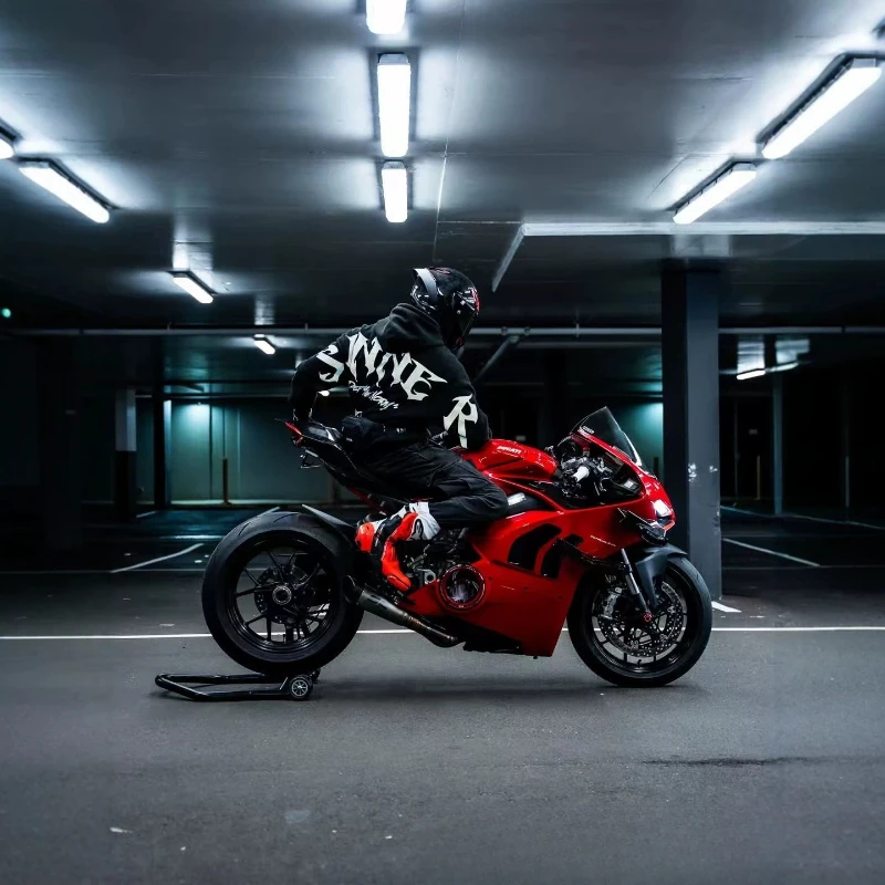 Mens Reflective Letter Graphic Motorcycle Baggy Gothic Streetwear Hoodies Large Back Sweatshirts Urban Night Rider HipHop Outfit