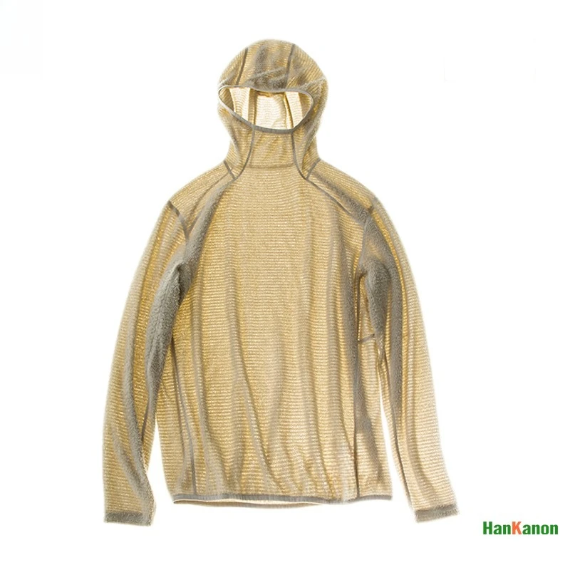 Unisex Lightweight Hooded T-Shirt Men's Long Sleeve Thermal Hoodie for Hiking Camping Cycling