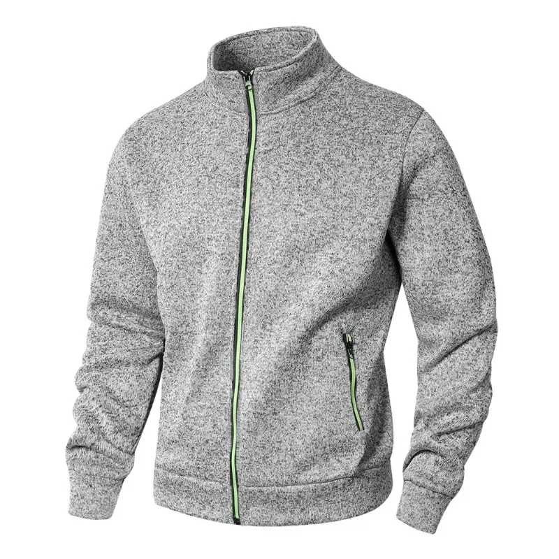 Men's Stand Collar sweatshirts casual zipper Cardigan Jacket outdoor Long Sleeve Solid Color Pullover Lightweight Streetwear