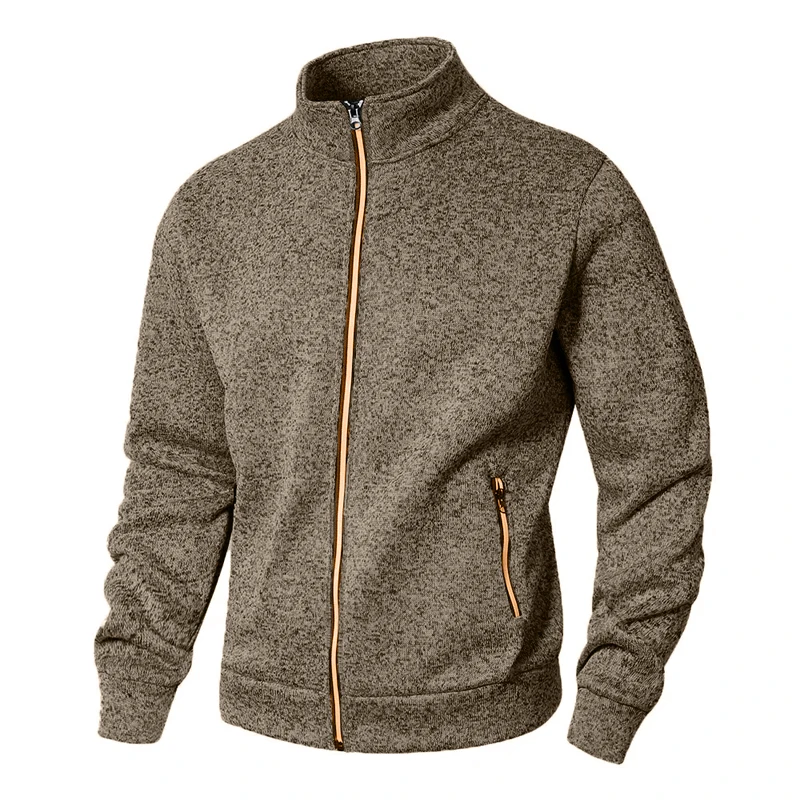 Men's Stand Collar sweatshirts casual zipper Cardigan Jacket outdoor Long Sleeve Solid Color Pullover Lightweight Streetwear