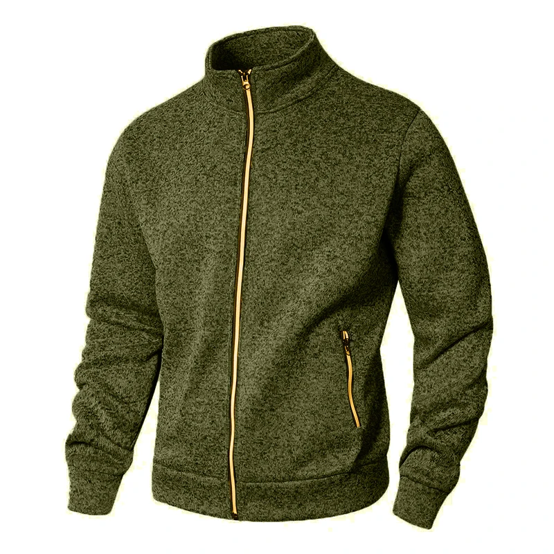 Men's Stand Collar sweatshirts casual zipper Cardigan Jacket outdoor Long Sleeve Solid Color Pullover Lightweight Streetwear