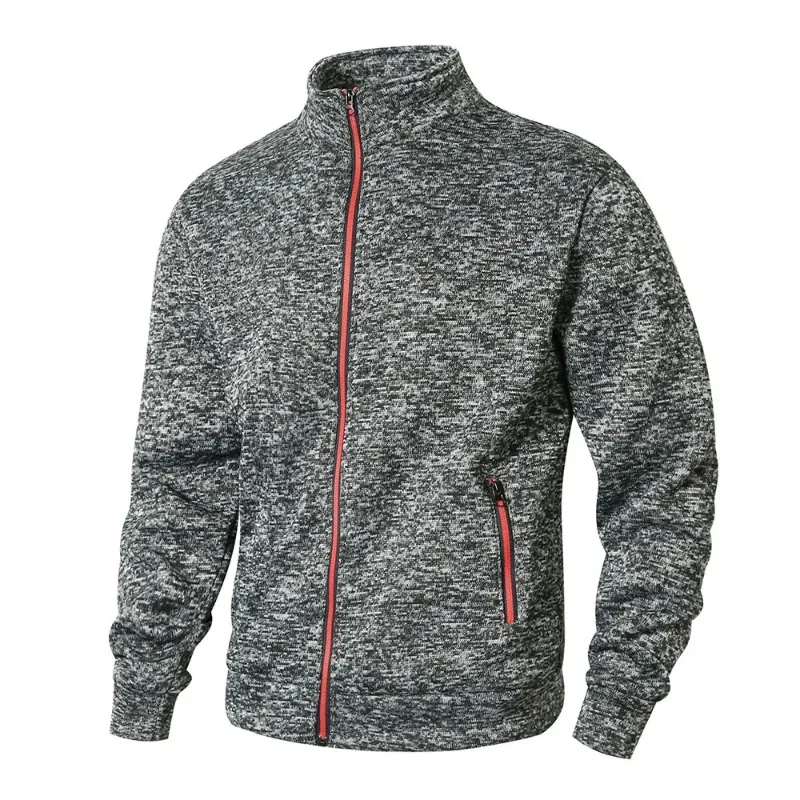 Men's Stand Collar sweatshirts casual zipper Cardigan Jacket outdoor Long Sleeve Solid Color Pullover Lightweight Streetwear