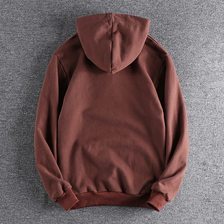 Autumn Winter American Retro 500g Heavyweight Hooded Hoodies Men's Pure Cotton Washed Youth Thickened Velvet Casual Sweatshirt