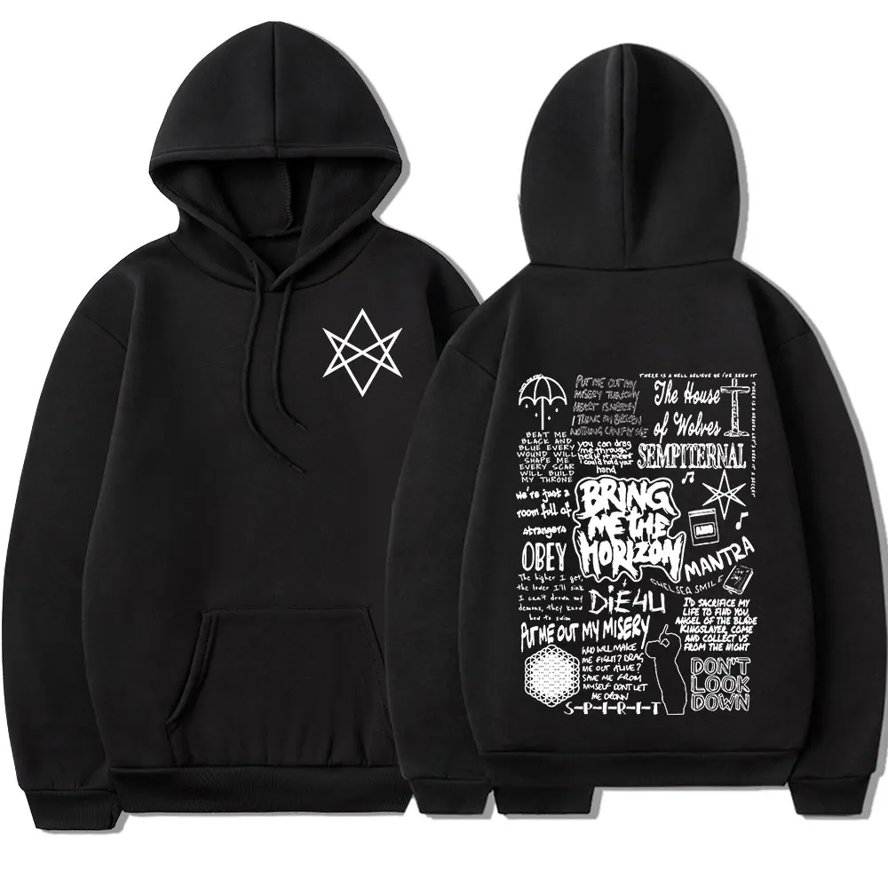 BringMe TheHorizon Hoodies BMTH Heavy Metal Rock Band Sweatshirts Men Women Oversized Casual Vintage Pullovers Jacket Streetwear
