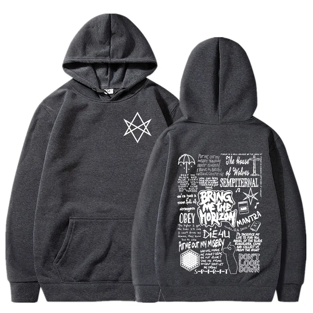 BringMe TheHorizon Hoodies BMTH Heavy Metal Rock Band Sweatshirts Men Women Oversized Casual Vintage Pullovers Jacket Streetwear