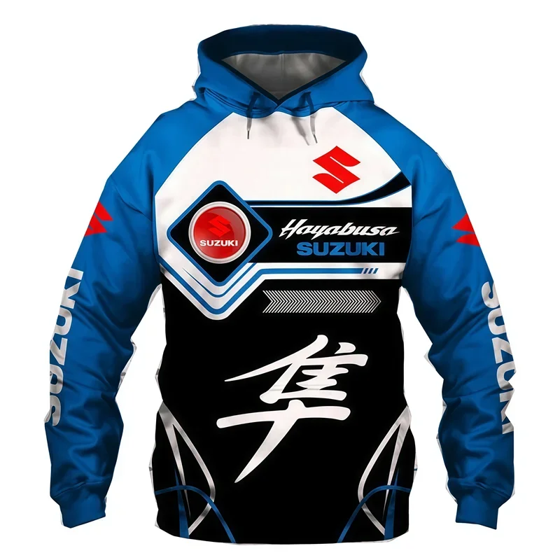 Suzuki 3D Printed Autumn/Winter Vintage Hoodie Motorcycle Jacket for Men Outdoor Street Casual SportsJersey
