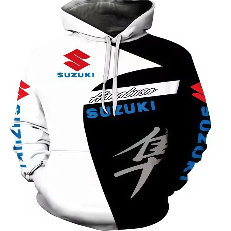 Suzuki 3D Printed Autumn/Winter Vintage Hoodie Motorcycle Jacket for Men Outdoor Street Casual SportsJersey