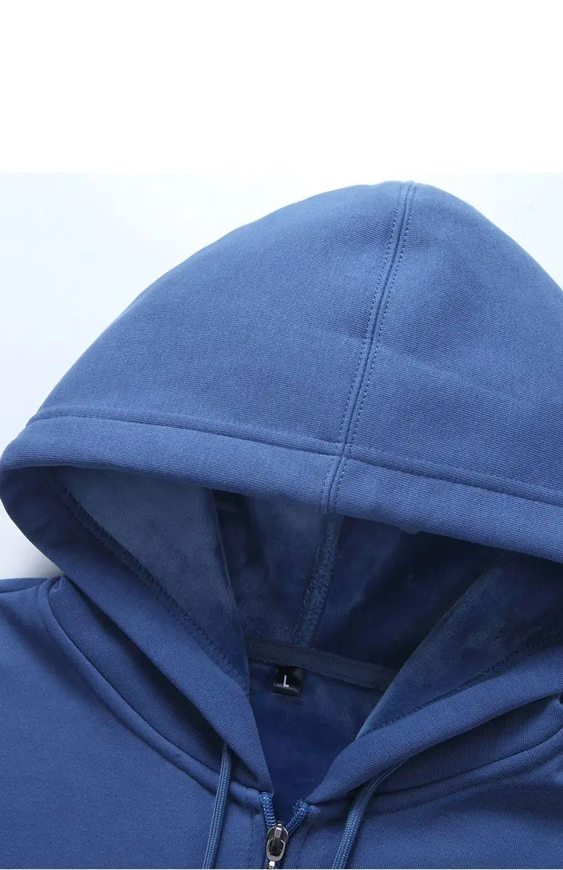 Zipper Hooded Sweatshirt Autumn Winter Fleece-lined Warm Composite Cardigan Pure Cotton Casual Men Women Base Solid Color Y2k