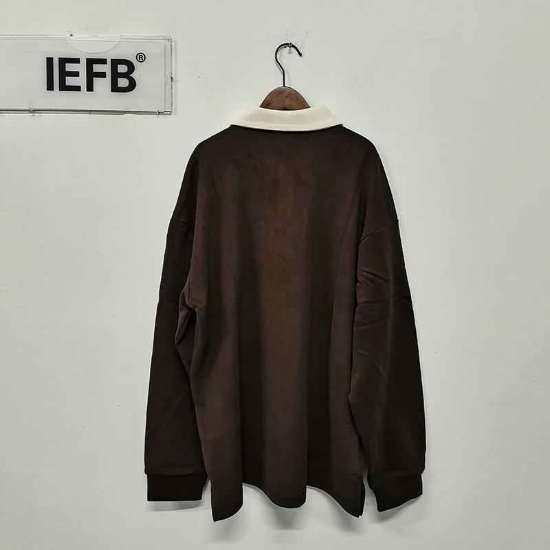 IEFB Korean Style Men's Sweatshirts Loose Turn-down Collar New Simple Contrast Color Male Casual Clothing New Spring Tide 9C7812