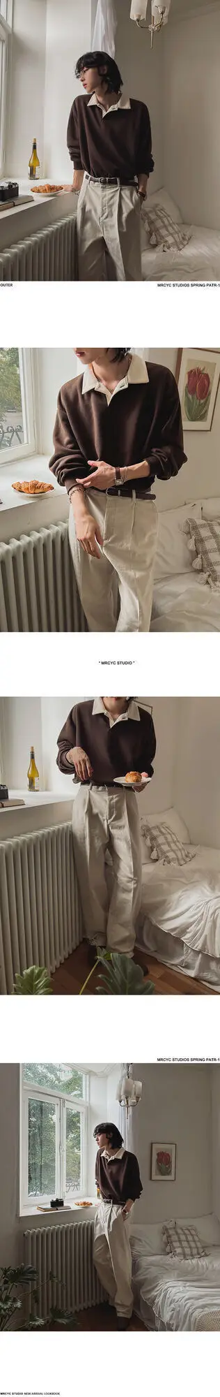 IEFB Korean Style Men's Sweatshirts Loose Turn-down Collar New Simple Contrast Color Male Casual Clothing New Spring Tide 9C7812