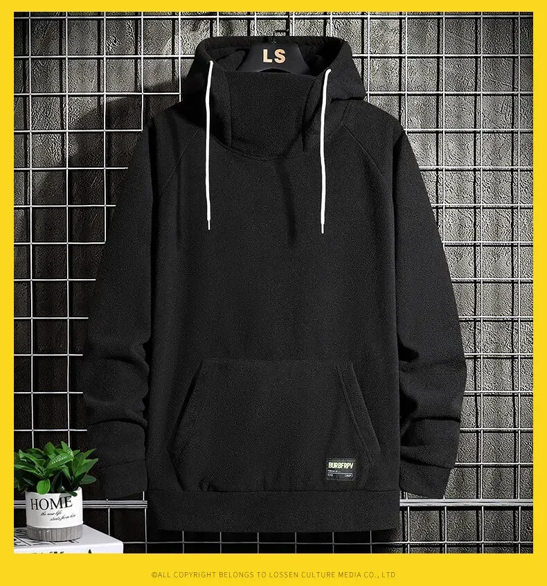 2026 Men's Thick Polar Fleece Sweatshirt Paired Couple Y2k Streetwear Autumn Winter Hood Sports Black Windproof Oversized Hoodie