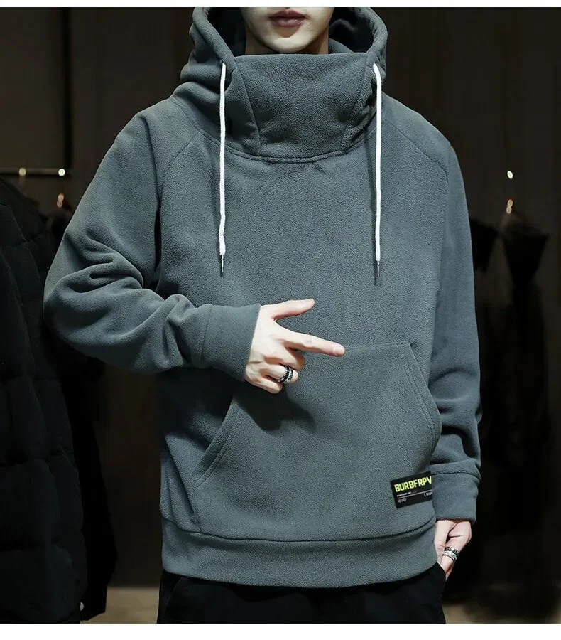 2026 Men's Thick Polar Fleece Sweatshirt Paired Couple Y2k Streetwear Autumn Winter Hood Sports Black Windproof Oversized Hoodie