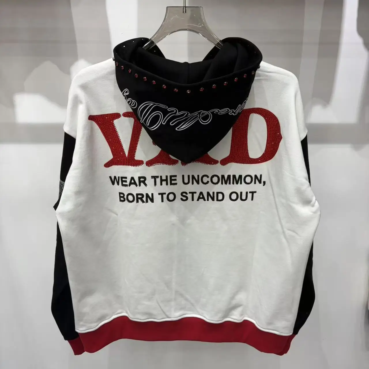 Streetwear Shinning Diamond Zipper Hooded Hoodie for Men Oversized Loose Streetwear Cardigan Rhinestone Sweatshirt Jacket