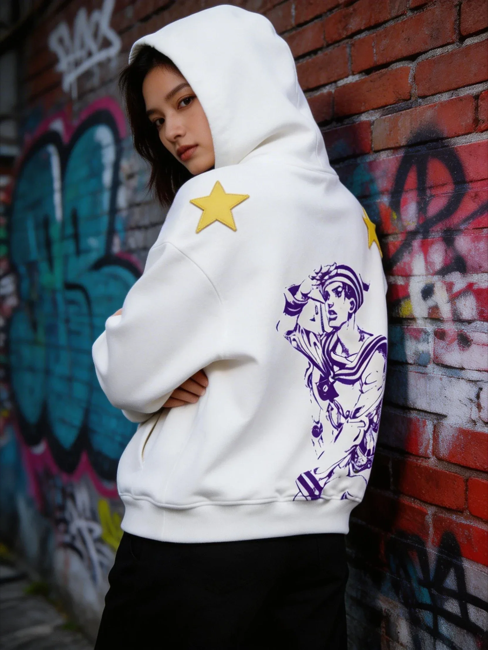 Jojo Bizarre Adventure Star Design Hoodies Women Men Zip Anime Hoodie Harajuku Streetwear Sweatshirt Y2k Men Clothing