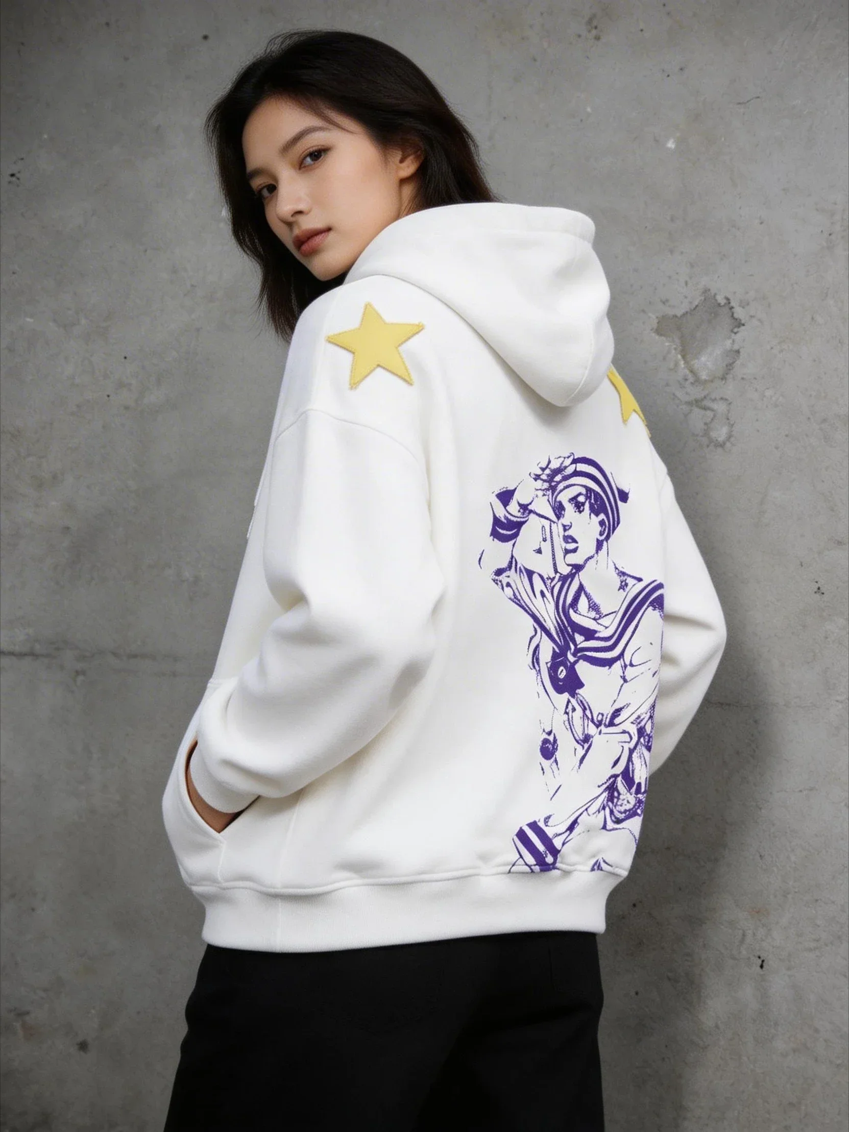 Jojo Bizarre Adventure Star Design Hoodies Women Men Zip Anime Hoodie Harajuku Streetwear Sweatshirt Y2k Men Clothing