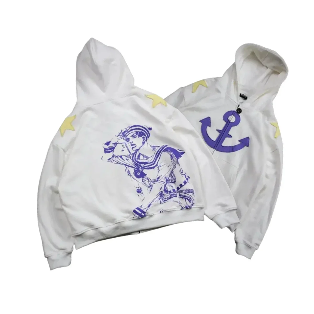 Jojo Bizarre Adventure Star Design Hoodies Women Men Zip Anime Hoodie Harajuku Streetwear Sweatshirt Y2k Men Clothing