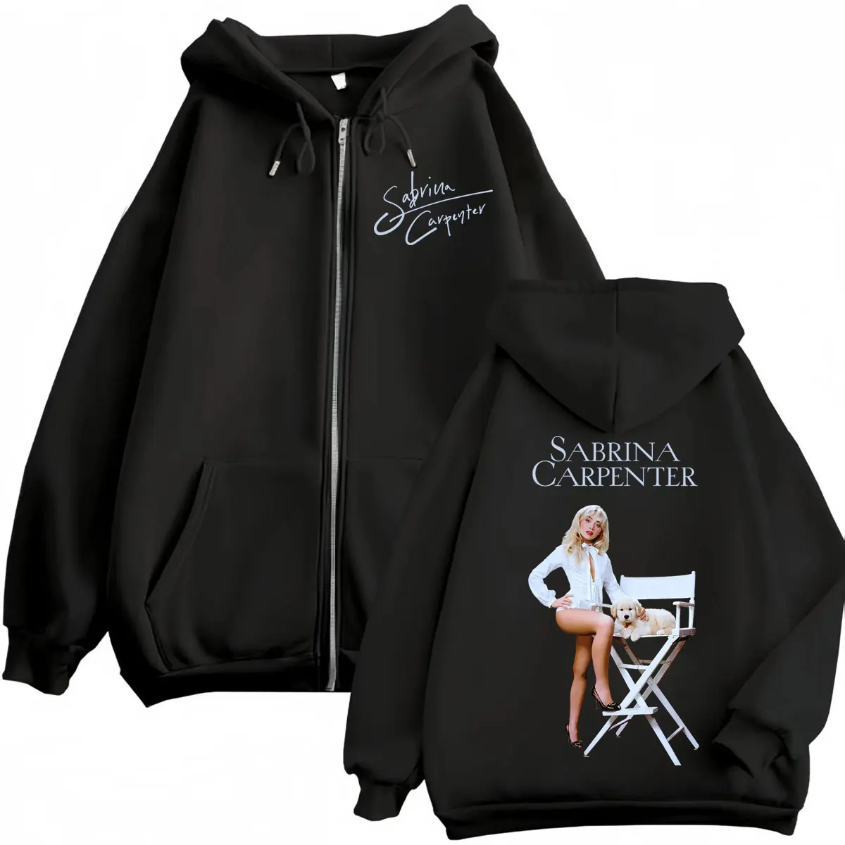 Singer Sabrina Carpenter Merch Zipper Hoodies Fashion Aesthetic Zip Up Pullovers Men's Women's Casual Long Sleeve Sweatshirts
