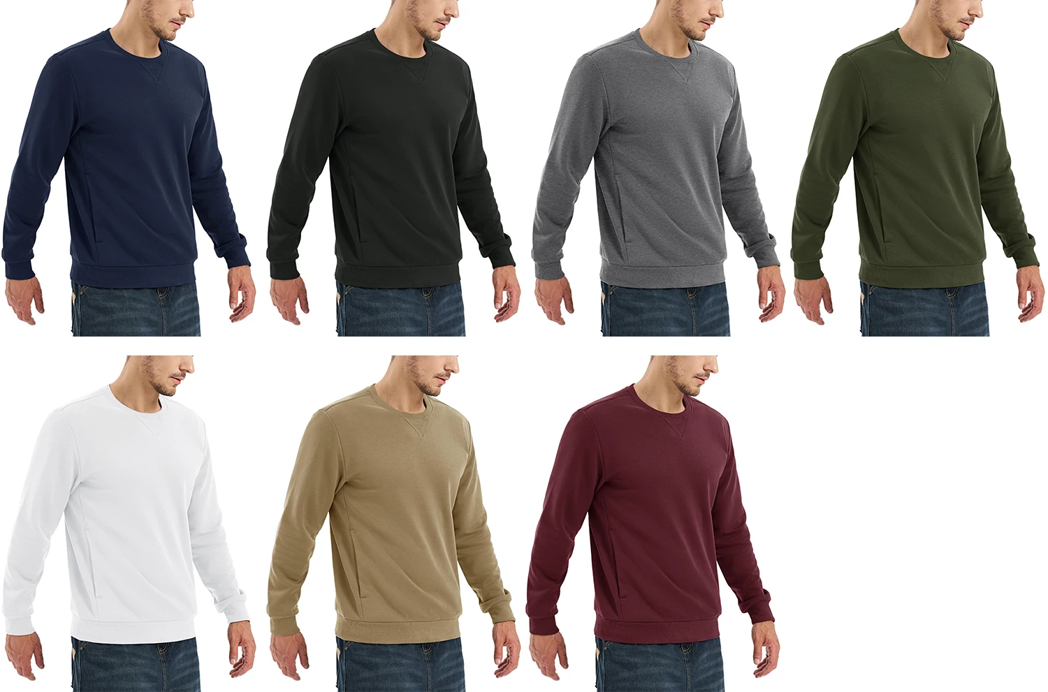 TACVASEN Winter Fleece Crewneck Sweatshirt Mens Warm Midweight Casual Long Sleeve Pullover Pocket Sports Sweatshirt Basic Tops