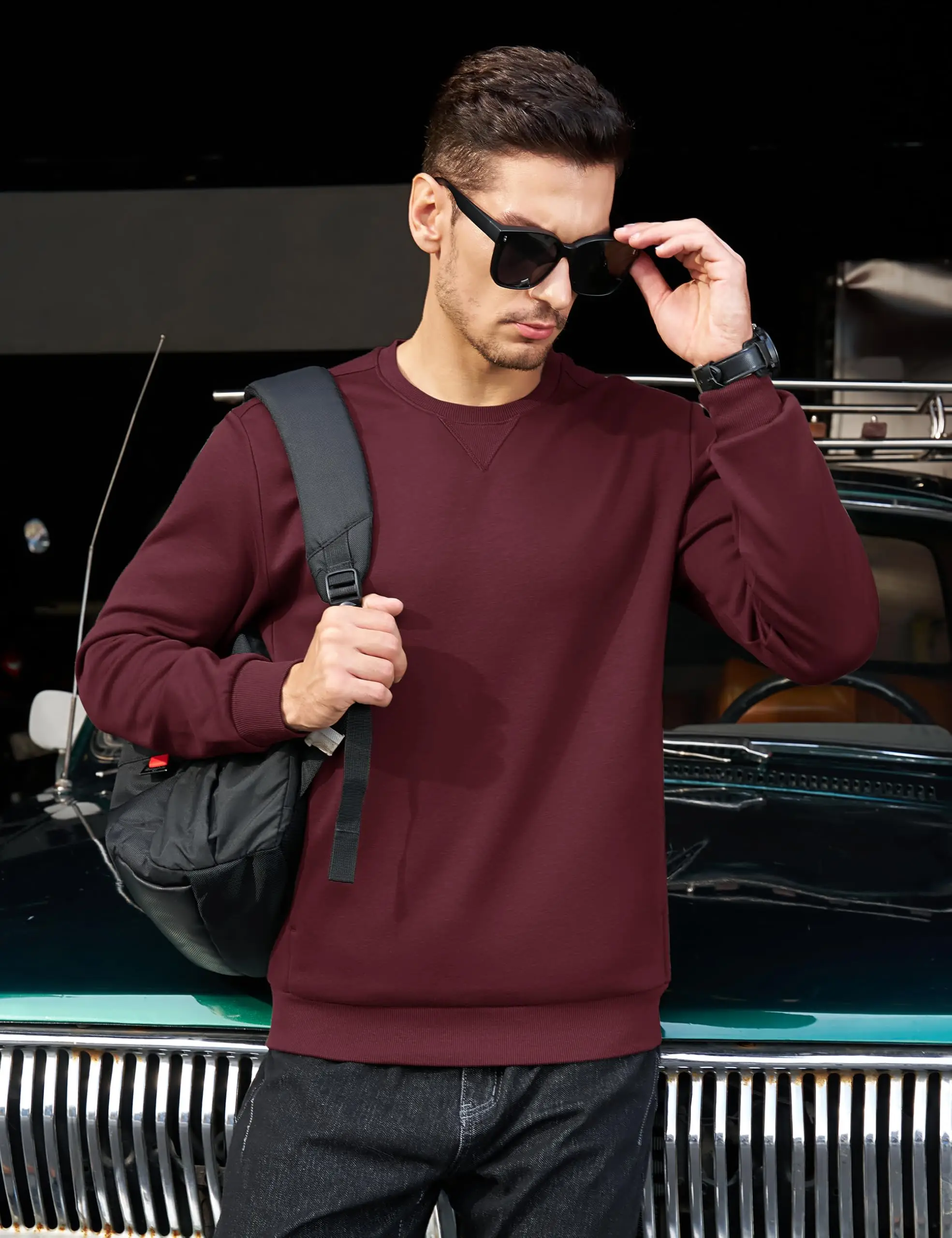 TACVASEN Winter Fleece Crewneck Sweatshirt Mens Warm Midweight Casual Long Sleeve Pullover Pocket Sports Sweatshirt Basic Tops