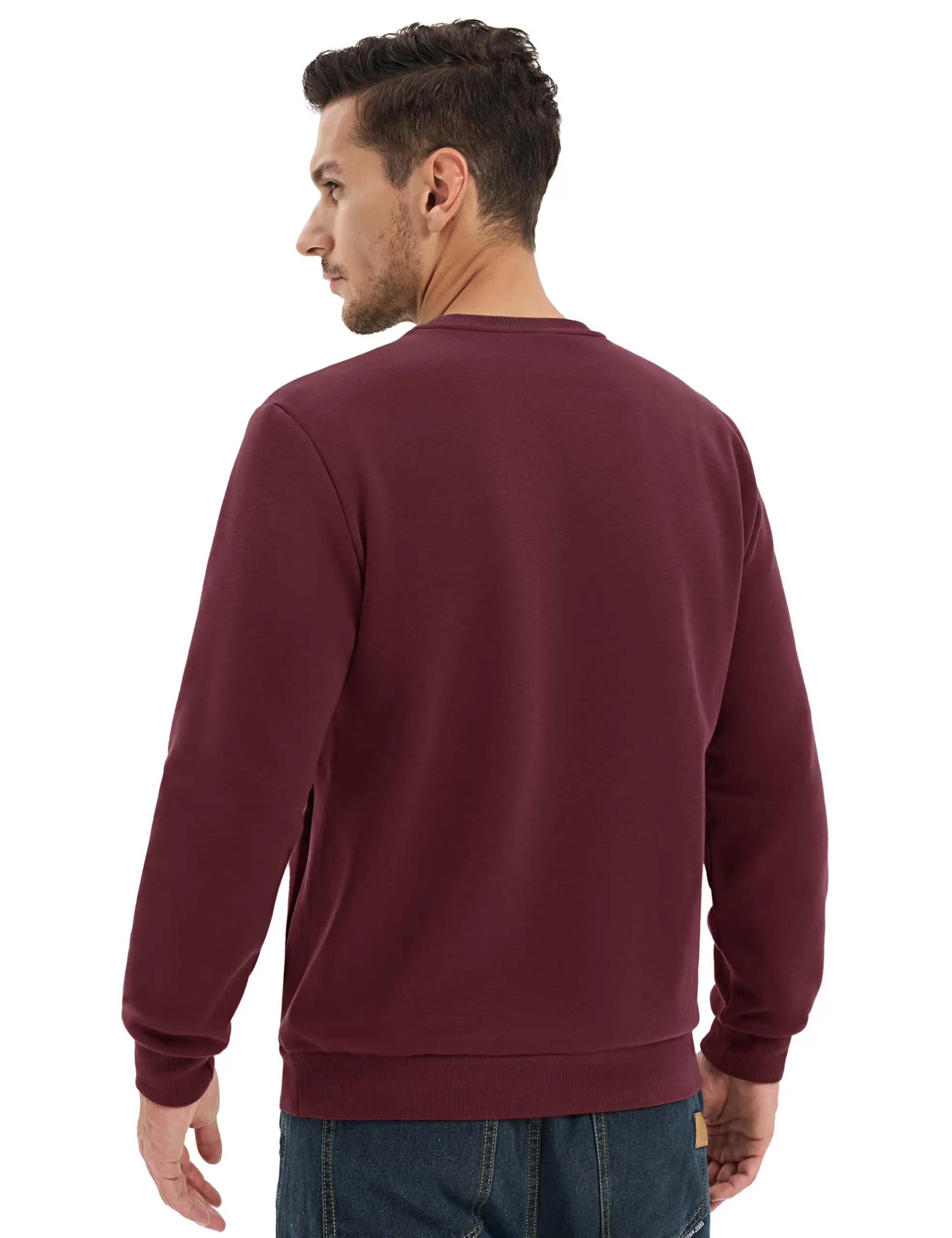 TACVASEN Winter Fleece Crewneck Sweatshirt Mens Warm Midweight Casual Long Sleeve Pullover Pocket Sports Sweatshirt Basic Tops
